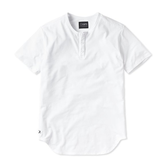 Cuts Clothing AO Henley Elongated tee - White - Picture 1 of 6